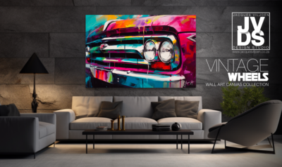 Abstract Vintage Pickup Truck Canvas Design
