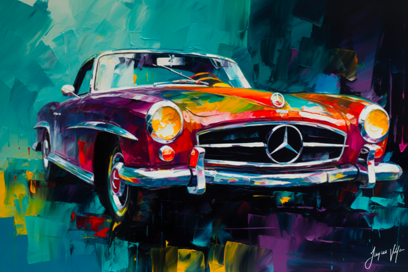 Abstract Vintage Mercedes Canvas Design