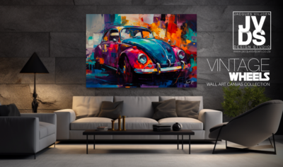 Abstract Vintage VW Beetle Canvas Design