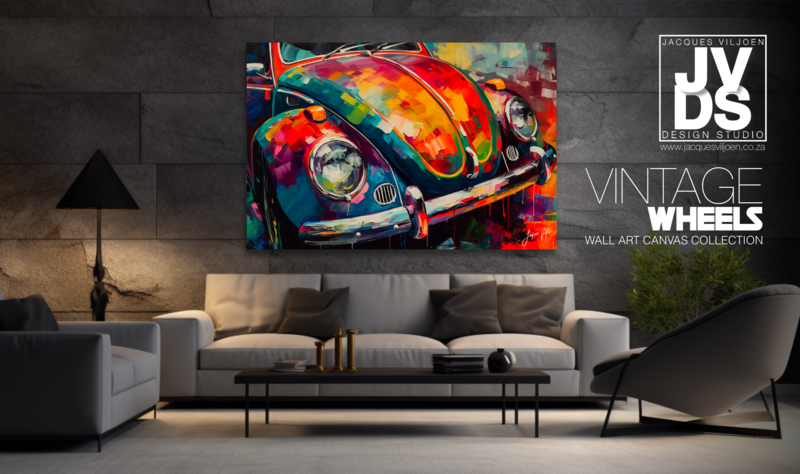 Abstract Vintage VW Beetle Canvas Design