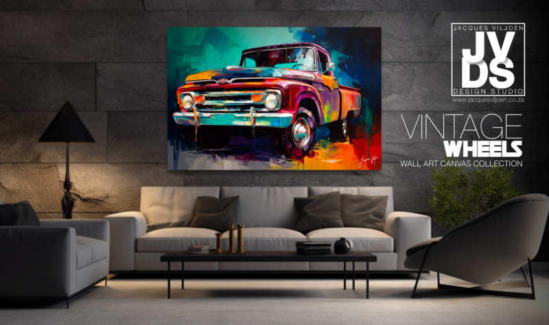 Abstract Vintage Pickup Truck Canvas Design