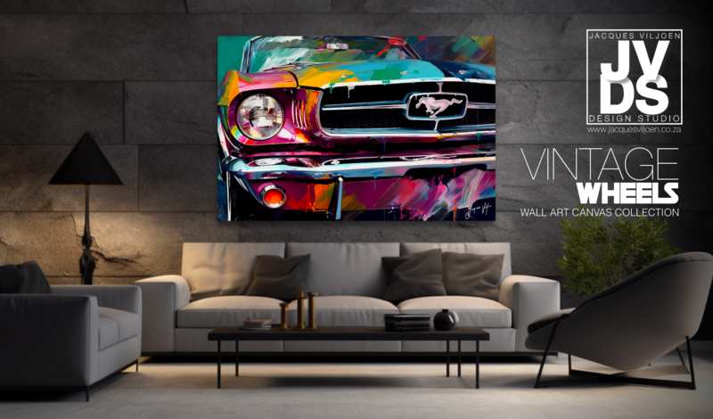 Abstract Vintage Ford Mustang Canvas Design