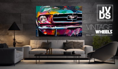Abstract Vintage Ford Mustang Canvas Design