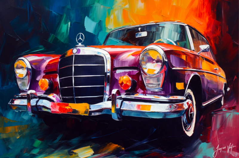 Abstract Vintage Mercedes Canvas Design
