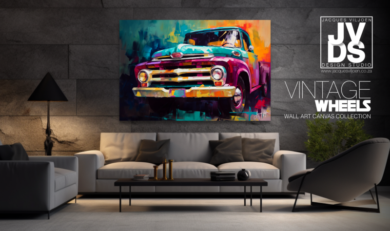 Abstract Vintage Pickup Truck Canvas Design