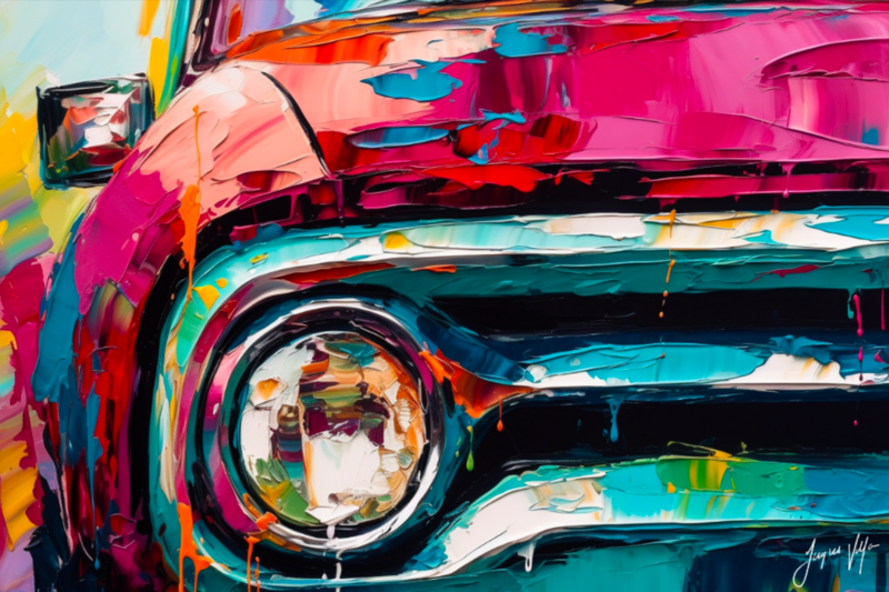 Abstract Vintage Pickup Truck Canvas Design