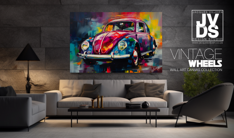 Abstract Vintage VW Beetle Canvas Design