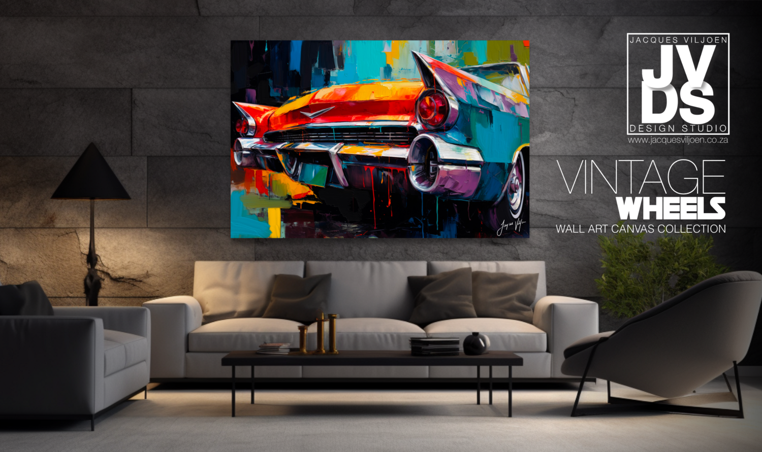 Abstract Vintage Cadillac Canvas Design