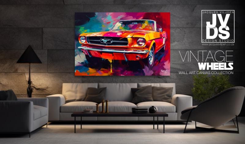 Abstract Vintage Ford Mustang Canvas Design