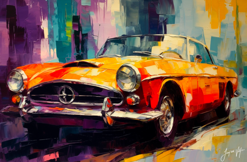 Abstract Vintage Alfa Romeo Spider Canvas Design