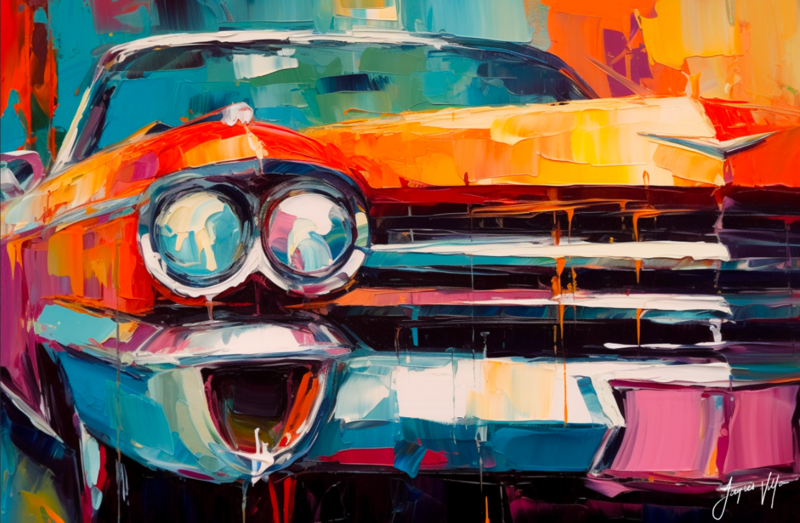 Abstract Vintage Cadillac Canvas Design