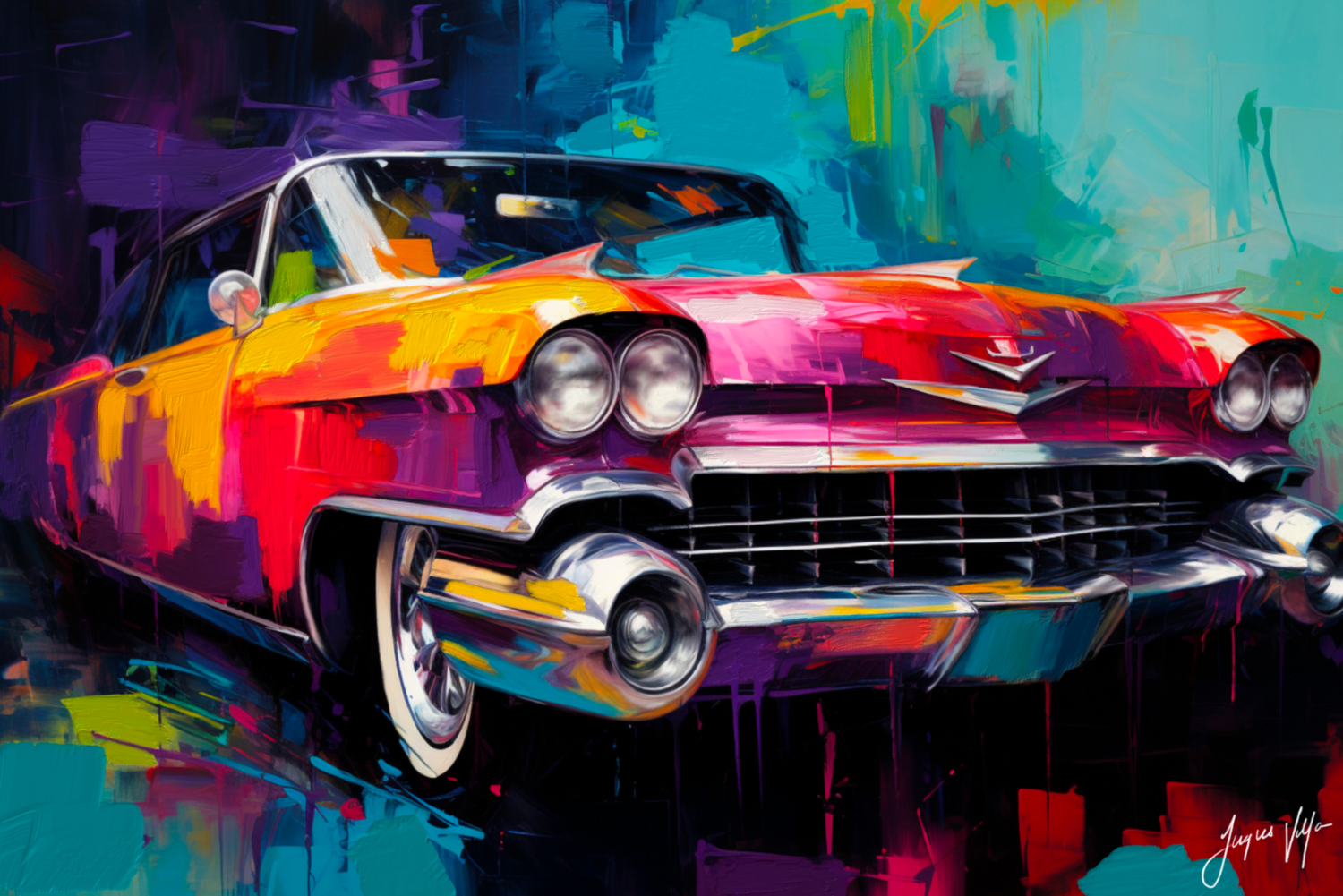 Abstract Vintage Cadillac Canvas Design