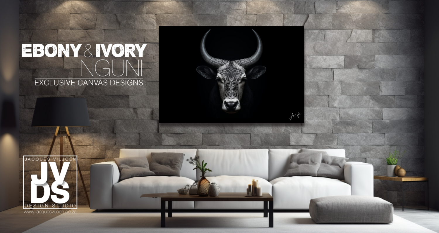 Ebony &amp; Ivory Nguni Canvas Design - A0 (1189 x 841)
