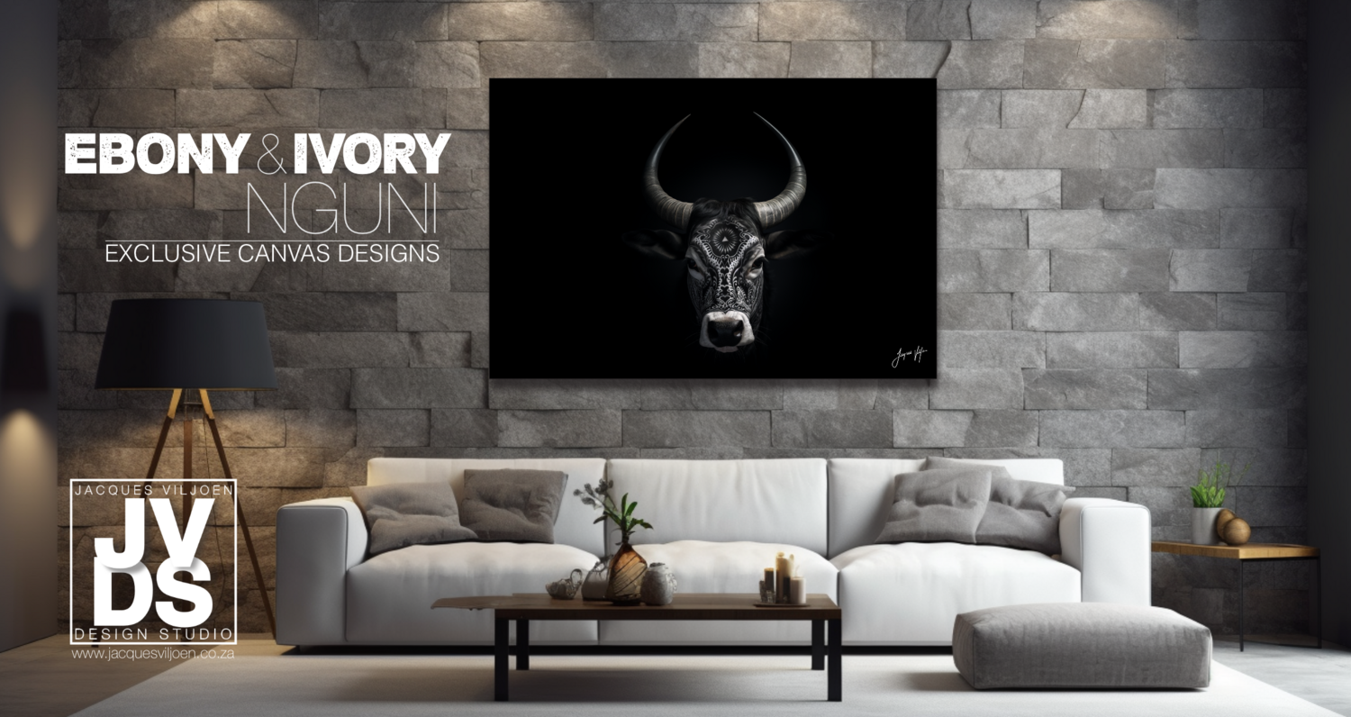 Ebony &amp; Ivory Nguni Canvas Design - A0 (1189 x 841)