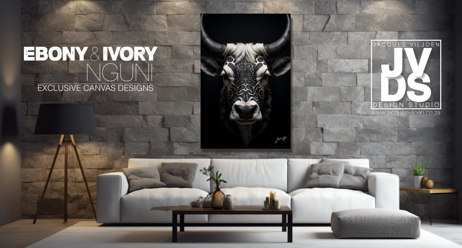 Ebony &amp; Ivory Nguni Canvas Design - A0 (841 x 1189)