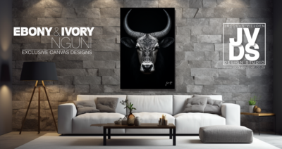 Ebony &amp; Ivory Nguni Canvas Design - A0 (841 x 1189)