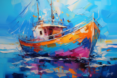 Fisherman Fleet - Abstract Boat Canvas Design (A0)