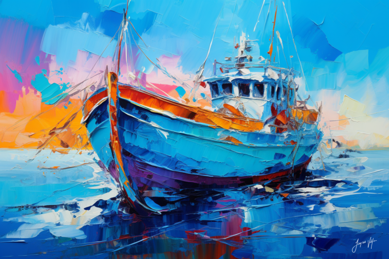 Fisherman Fleet - Abstract Boat Canvas Design (A0)