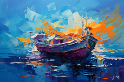 Fisherman Fleet - Abstract Boat Canvas Design (A0)