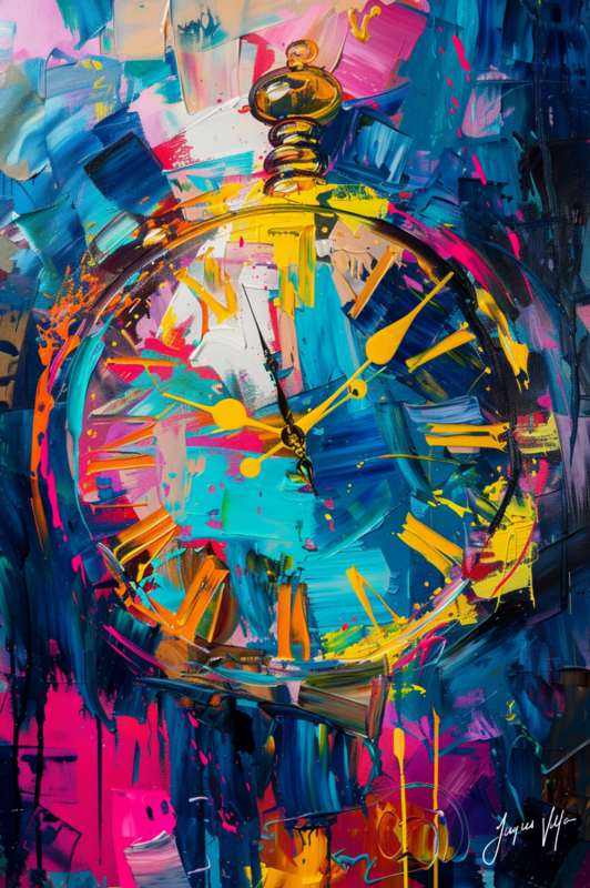 Hands of Time - Abstract Clock Canvas Design