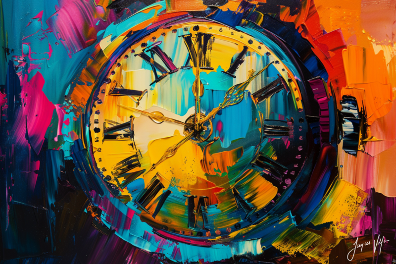 Hands of Time - Abstract Clock Canvas Design