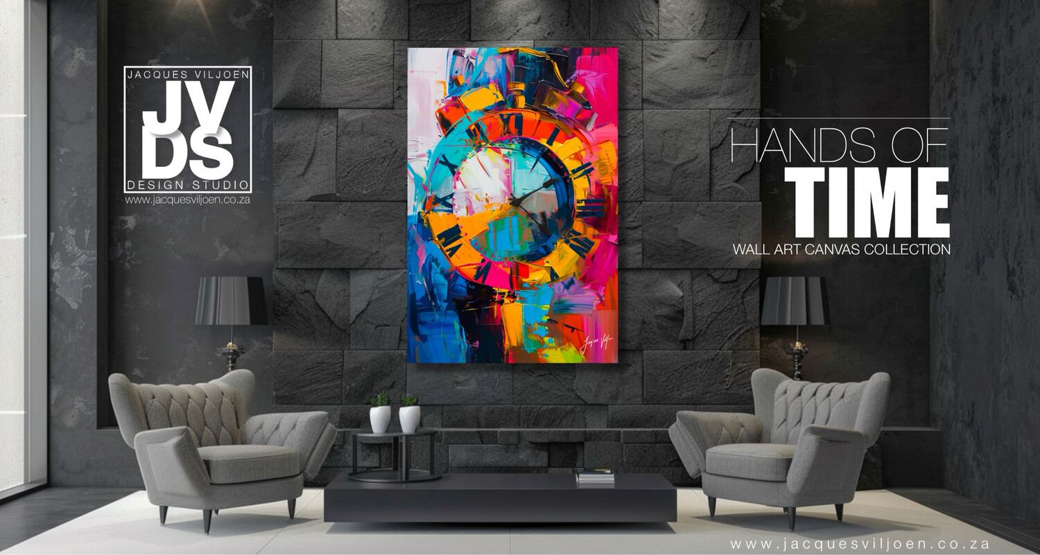 Hands of Time - Abstract Clock Canvas Design