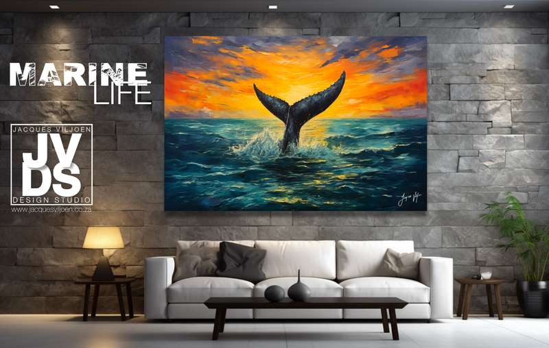 Abstract Marine Life - A Whale&#39;s Tail Canvas Design