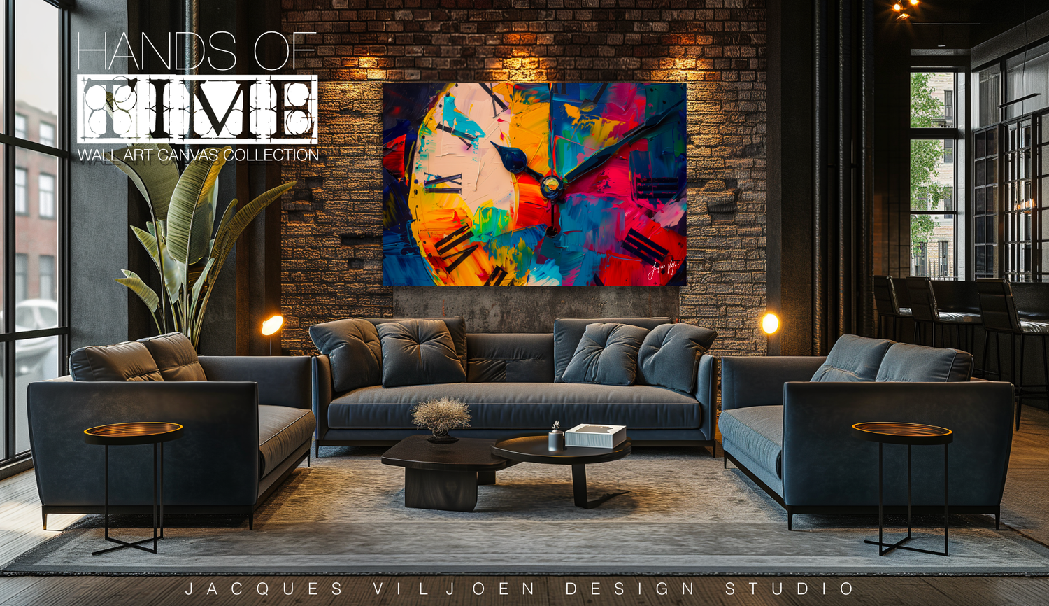 Hands of Time - Abstract Clock Canvas Design