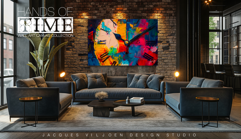 Hands of Time - Abstract Clock Canvas Design