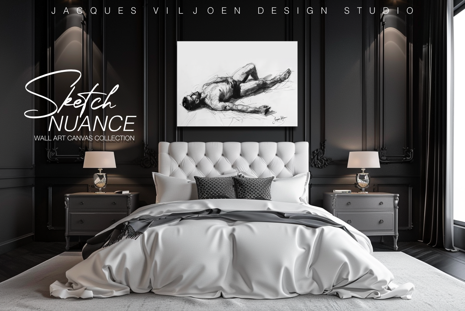Sketch Nuance - Alone with thoughts Charcoal Sketch Canvas Print