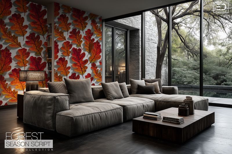 Orange Autumn Oak Leaf Wallpaper - Blazeleaf Wallpaper Design | Forest Season Script Collection