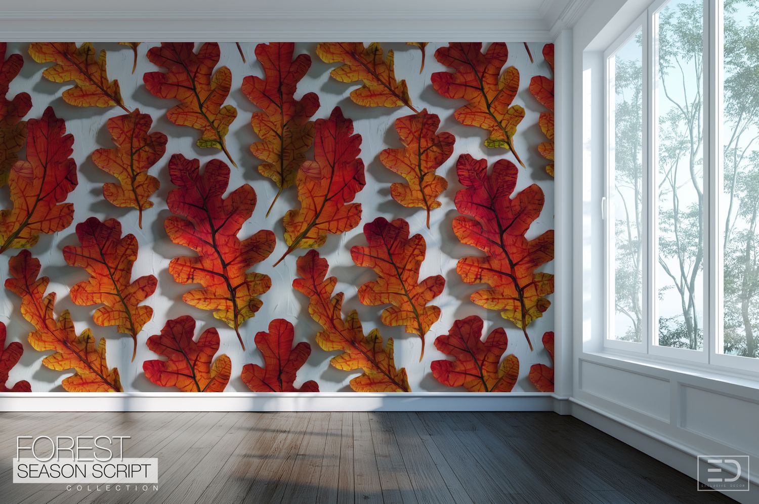 Orange Autumn Oak Leaf Wallpaper - Blazeleaf Wallpaper Design | Forest Season Script Collection
