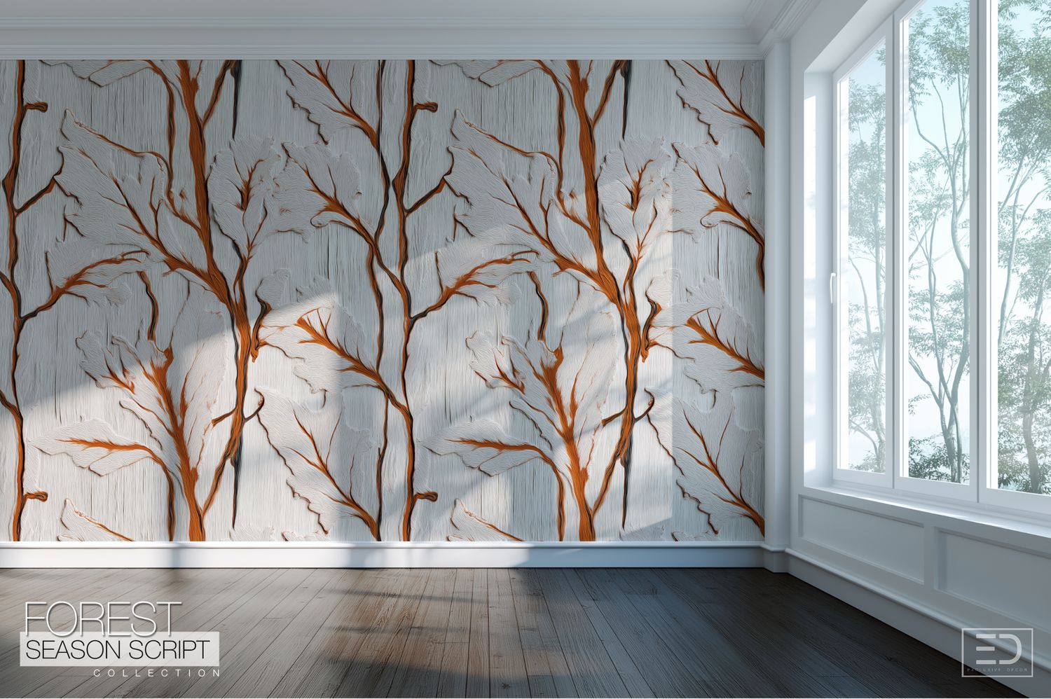 Evenfall Bark Wallpaper Design: Forest Season Script Collection