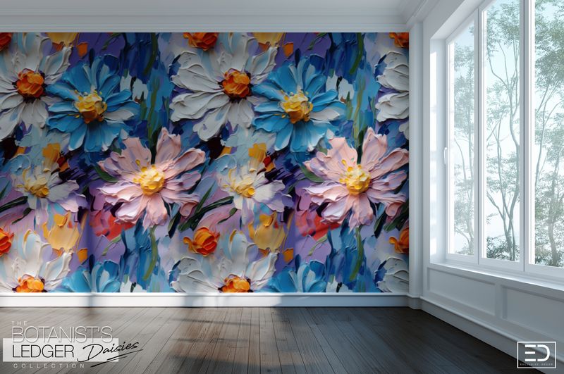 Daisy Wallpaper Design:  &quot;The Botanist&#39;s Ledger&quot; Collection