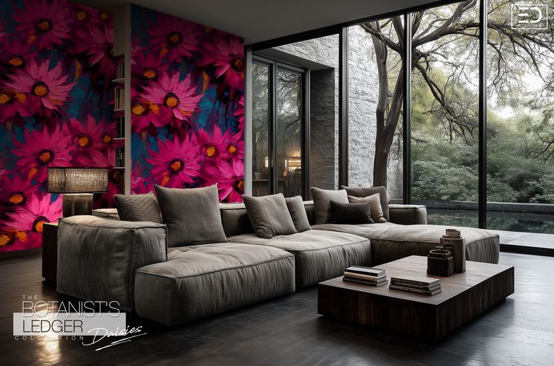 Daisy Wallpaper Design:  "The Botanist's Ledger" Collection