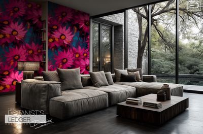 Daisy Wallpaper Design:  "The Botanist's Ledger" Collection