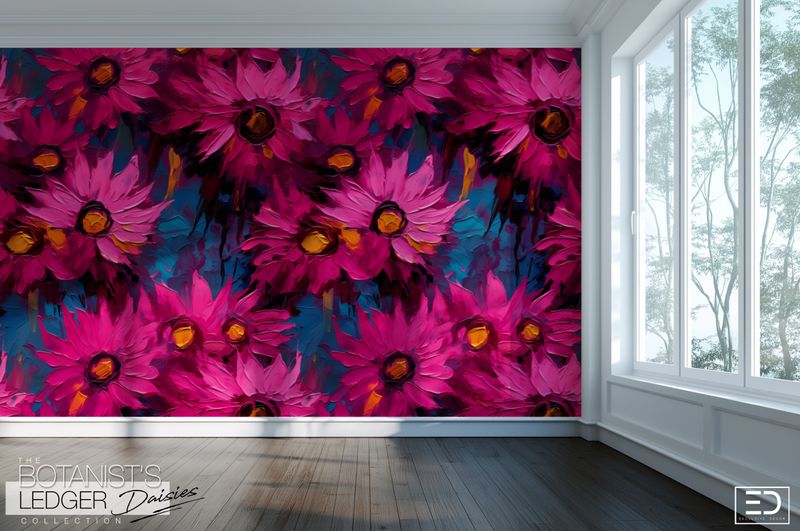 Daisy Wallpaper Design:  &quot;The Botanist&#39;s Ledger&quot; Collection