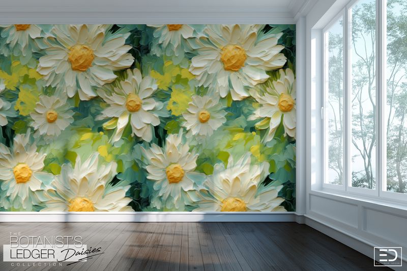 Daisy Wallpaper Design:  &quot;The Botanist&#39;s Ledger&quot; Collection