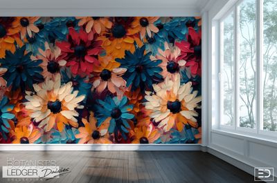 Daisy Wallpaper Design:  "The Botanist's Ledger" Collection