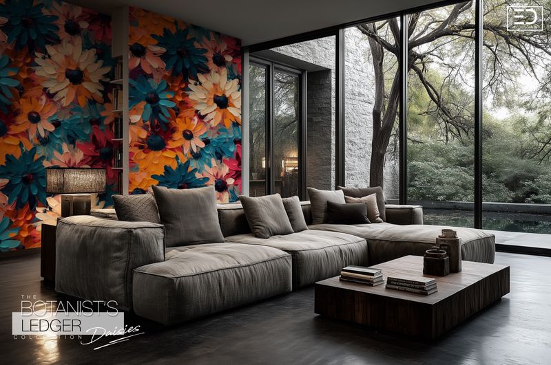 Daisy Wallpaper Design:  "The Botanist's Ledger" Collection