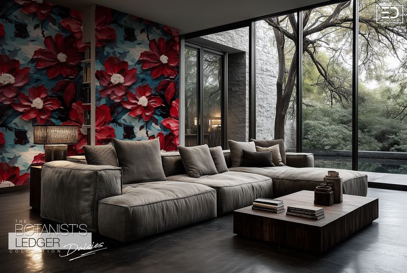 Daisy Wallpaper Design:  "The Botanist's Ledger" Collection