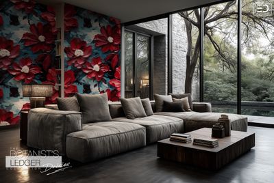 Daisy Wallpaper Design:  "The Botanist's Ledger" Collection