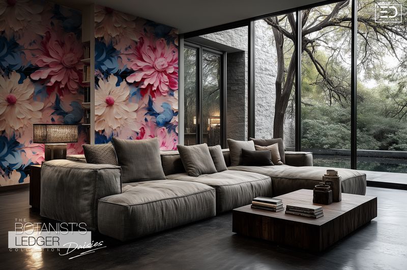 Daisy Wallpaper Design:  "The Botanist's Ledger" Collection