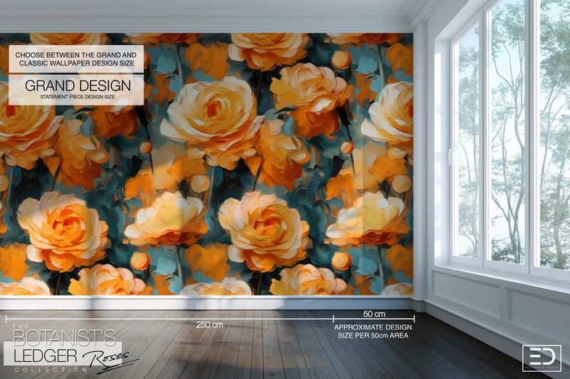 English Rose Wallpaper Design - The Botanist's Ledger