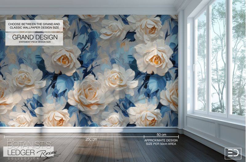 English Rose Wallpaper Design - The Botanist's Ledger
