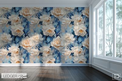 English Rose Wallpaper Design - The Botanist's Ledger