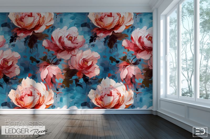 English Rose Wallpaper Design - The Botanist&#39;s Ledger