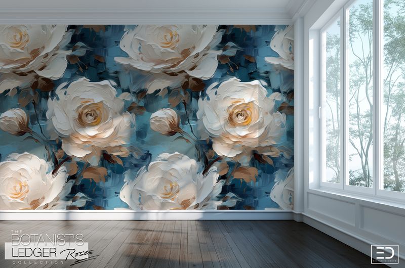 English Rose Wallpaper Design - The Botanist&#39;s Ledger