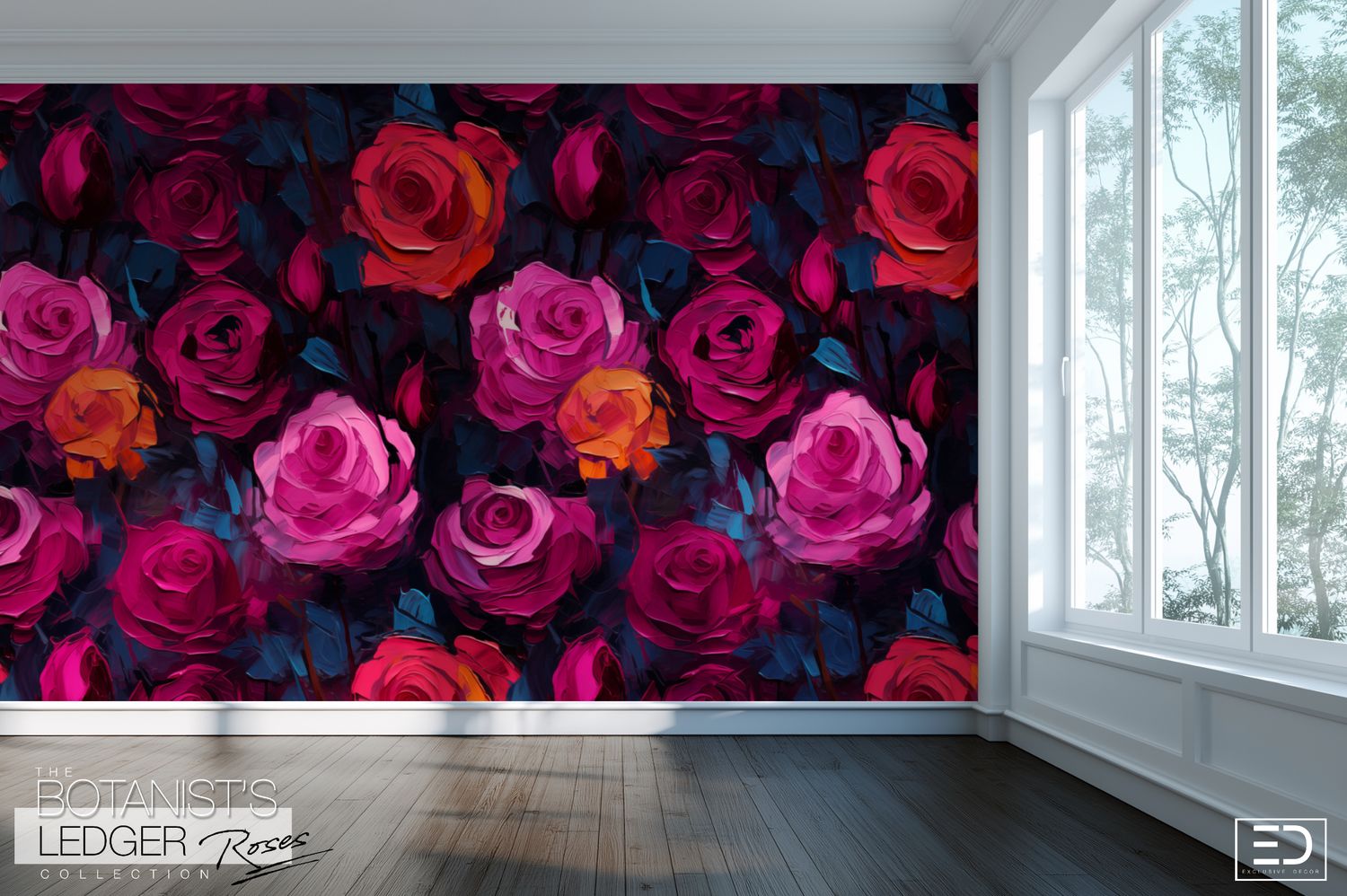 Abstract Rose Wallpaper Design: The Botanist&#39;s Ledger Collection