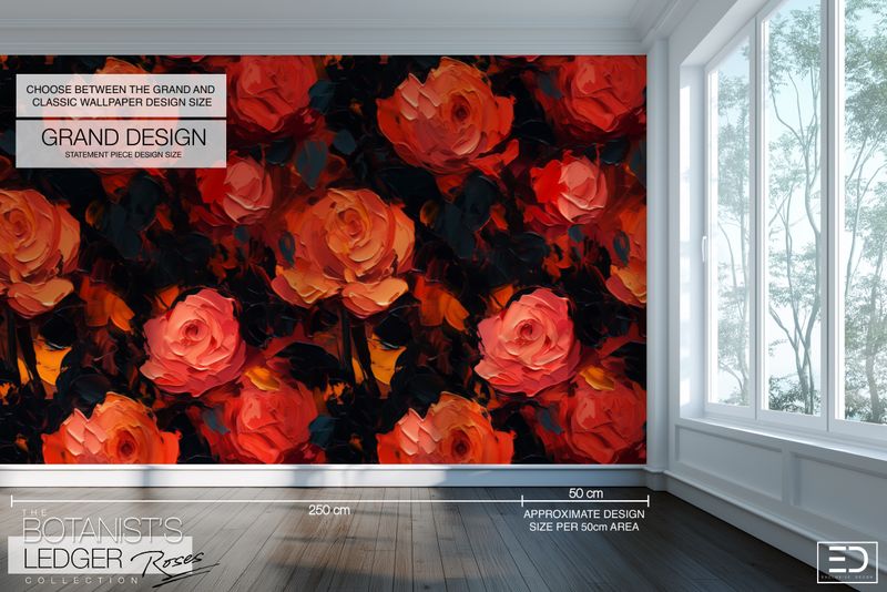 Abstract Rose Wallpaper Design: The Botanist&#39;s Ledger Collection